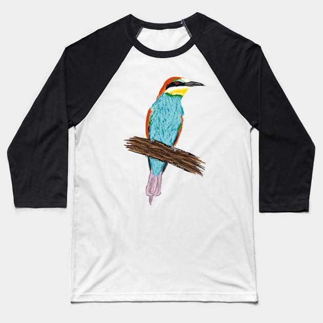 Nice Artwork showing an European Bee-Eater V Baseball T-Shirt by JDHegemann